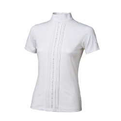 Wedstrijdpolo Tattini meisje met rijen strass-steentjes Wit