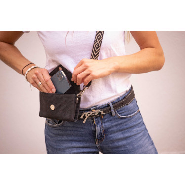 Phone Pocket Pénélope perforatieleer zwart