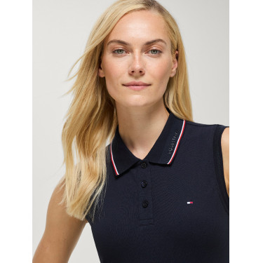 Cordova mouwloze polo voor dames van Tommy Hilfiger Equestrian Woestijnlucht Blauw Cordova mouwloze polo voor dames van Tommy Hilfiger Equestrian Woestijnlucht Blauw