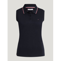Cordova mouwloze polo voor dames van Tommy Hilfiger Equestrian Woestijnlucht Blauw Cordova mouwloze polo voor dames van Tommy Hilfiger Equestrian Woestijnlucht Blauw