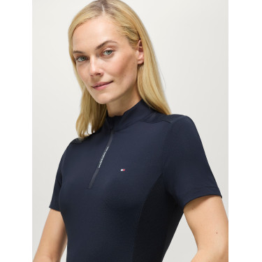 Tommy Hilfiger Equestrian Palma trainingsshirt 1/4-zip dames met korte mouwen Woestijnlucht Blauw Tommy Hilfiger Equestrian Palma trainingsshirt 1/4-zip dames met korte mouwen Woestijnlucht Blauw