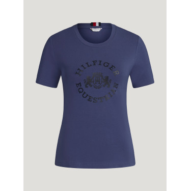 Dames T-shirt met korte mouwen Pasadena Tommy Hilfiger Equestrian Verbleekt indigo Blauw Dames T-shirt met korte mouwen Pasadena Tommy Hilfiger Equestrian Verbleekt indigo Blauw