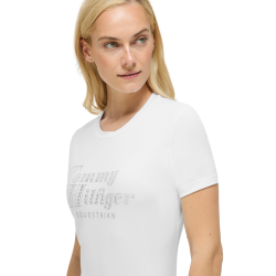 T-shirt met korte mouwen met strass Tommy Hilfiger Equestrian Malibu dames Optisch wit