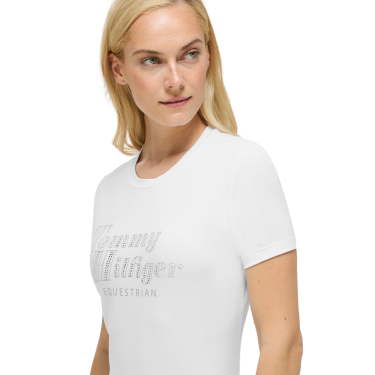 T-shirt met korte mouwen met strass Tommy Hilfiger Equestrian Malibu dames Optisch wit T-shirt met korte mouwen met strass Tommy Hilfiger Equestrian Malibu dames Optisch wit