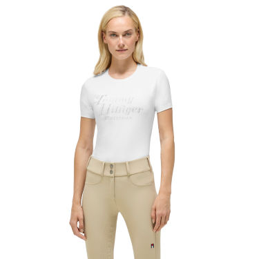 T-shirt met korte mouwen met strass Tommy Hilfiger Equestrian Malibu dames Optisch wit T-shirt met korte mouwen met strass Tommy Hilfiger Equestrian Malibu dames Optisch wit