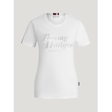 T-shirt met korte mouwen met strass Tommy Hilfiger Equestrian Malibu dames Optisch wit T-shirt met korte mouwen met strass Tommy Hilfiger Equestrian Malibu dames Optisch wit