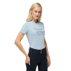 T-shirt met korte mouwen met strass Tommy Hilfiger Equestrian Malibu dames Lief blauw