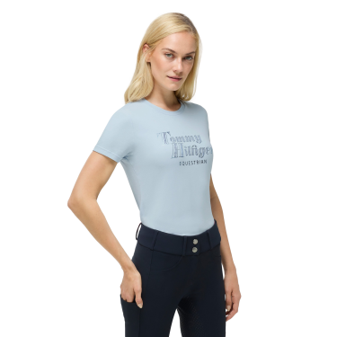 T-shirt met korte mouwen met strass Tommy Hilfiger Equestrian Malibu dames Lief blauw