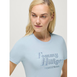 T-shirt met korte mouwen met strass Tommy Hilfiger Equestrian Malibu dames Lief blauw