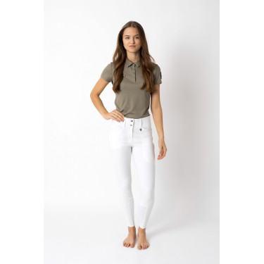 Rijbroek met grip zitvlakken Horze Grand Prix Pro dames Wit / turquoiseblauw