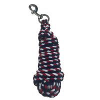 Gevlochten drietalige longeerlijn Canter Marine / wit / rood Blauw