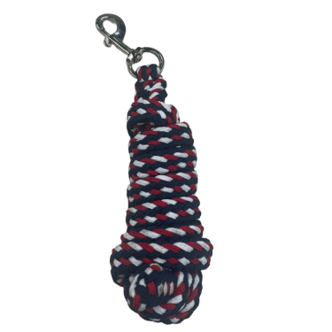 Gevlochten drietalige longeerlijn Canter Marine / wit / rood Blauw