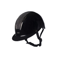HKM Lady Shield glanzende cap Zwart / zilverkleurig