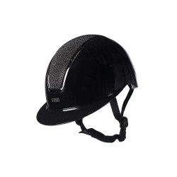 HKM Lady Shield glanzende cap Zwart / zilverkleurig