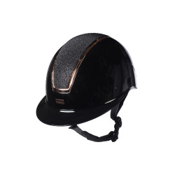 HKM Lady Shield glanzende cap Zwart / rosegoud