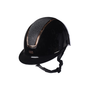 HKM Lady Shield glanzende cap Zwart / rosegoud
