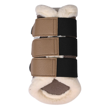 HKM Comfort Premium Mesh beenbeschermers met bont Taupe Bruin HKM Comfort Premium Mesh beenbeschermers met bont Taupe Bruin