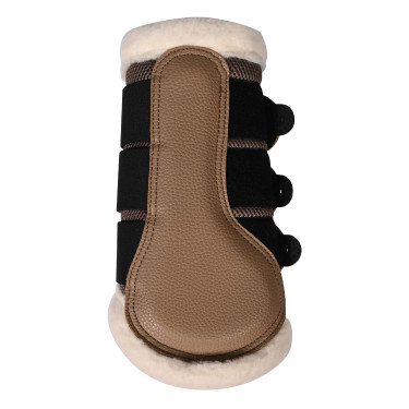 HKM Comfort Premium Mesh beenbeschermers met bont Taupe Bruin HKM Comfort Premium Mesh beenbeschermers met bont Taupe Bruin