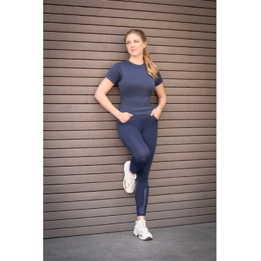 HKM Mesh II legging dames met fullseat van siliconen Diepblauw
