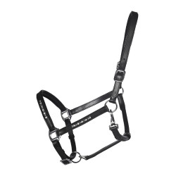 Lederen halster HKM Sparkle Zwart