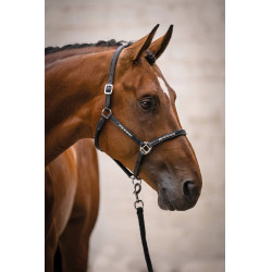 Lederen halster HKM Sparkle Zwart