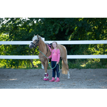 Longeerlijn HKM Maui met musketonhaak Groen / marineblauw / wit Longeerlijn HKM Maui met musketonhaak Groen / marineblauw / wit