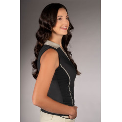 HKM mouwloos damespoloshirt Limone Zwart