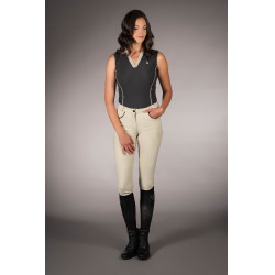 HKM mouwloos damespoloshirt Limone Zwart