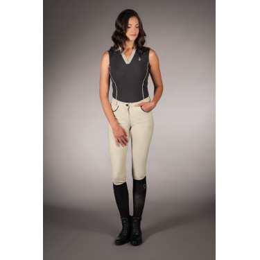 HKM mouwloos damespoloshirt Limone Zwart