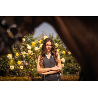 HKM mouwloos damespoloshirt Limone Zwart