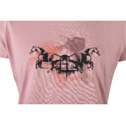 Dames-T-shirt HKM Running Horse met korte mouwen Oudroze Dames-T-shirt HKM Running Horse met korte mouwen Oudroze