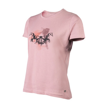 Dames-T-shirt HKM Running Horse met korte mouwen Oudroze Dames-T-shirt HKM Running Horse met korte mouwen Oudroze