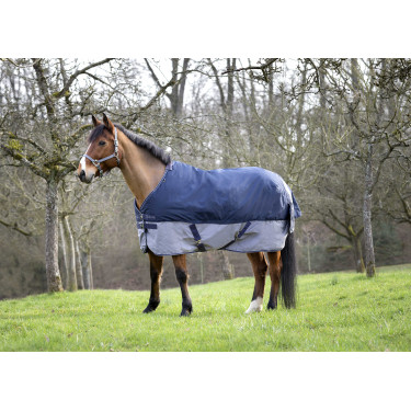 Equithème Tyrex 600 D 300g deken Marine / grijs Blauw