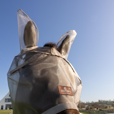 Klassiek anti-vliegenmasker met oren en neuskap Kentucky Beige