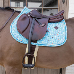 Zadelpad Velvet Pied-de-Poule Jumping Kentucky Marine / kleurig Blauw Zadelpad Velvet Pied-de-Poule Jumping Kentucky Marine / kleurig Blauw