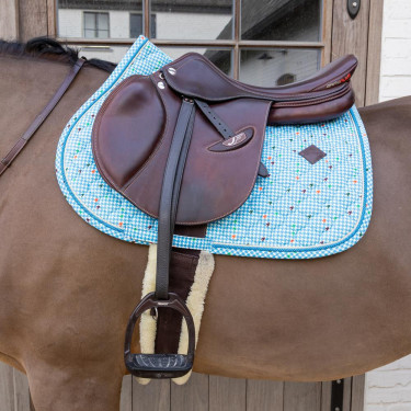 Zadelpad Velvet Pied-de-Poule Jumping Kentucky Marine / kleurig Blauw Zadelpad Velvet Pied-de-Poule Jumping Kentucky Marine / kleurig Blauw