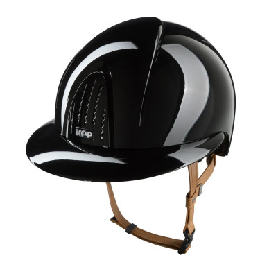 Kep Smart Nova-helm met gepolijste metalen afwerking, beige kinband, polo-klep