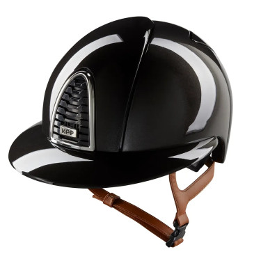 Kep Cromo 2.0 glanzend zwarte helm met polovisor Kinriem beige