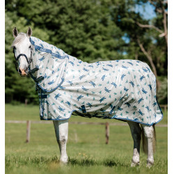 Horseware Amigo Geïntegreerde Vliegendeken Libellenmotief / zilver / blauw / salie Motieven
