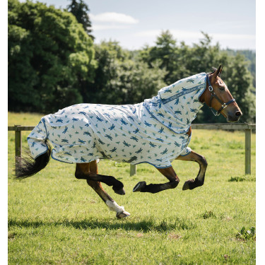 Vliegendeken Horseware Amigo Bug Rug XL Plus Libellenmotief / zilver / blauw / salie Motieven Vliegendeken Horseware Amigo Bug Rug XL Plus Libellenmotief / zilver / blauw / salie Motieven