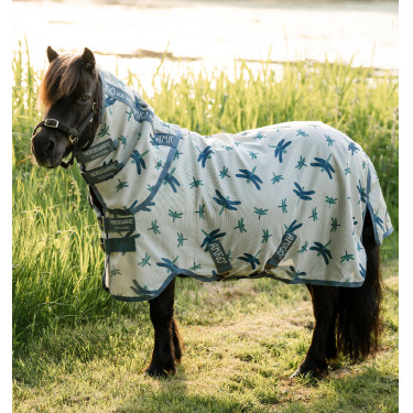 Vliegendeken Horseware Amigo Bug Rug Petite 0g Libellenmotief / zilver / blauw / salie Motieven