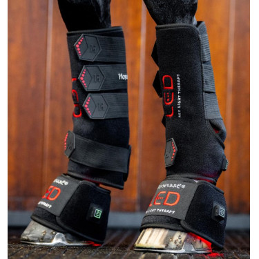 Mini therapeutische beenbeschermer van Horseware met rood LED-licht Zwart / zwart