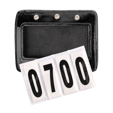 Rechthoekige nummers in gelakt leer van Waldhausen Zwart