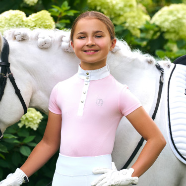 Imperial Riding Basic Glam Kids korte mouwen wedstrijdpolo Suikerspin Roze