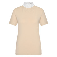 Dames wedstrijdshirt met korte mouwen Imperial Riding Shines polo Grijs / zand Dames wedstrijdshirt met korte mouwen Imperial Riding Shines polo Grijs / zand