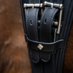Anatomische dressuursingel Imperial Riding met rolgespen Zwart