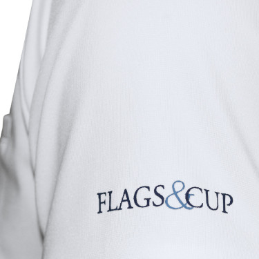 Herenpolo Urbano lange mouwen Flags & Cup Wit