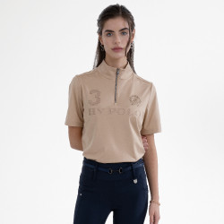 Korte mouwentechnische top HV Polo Favourite dames Champagne Beige