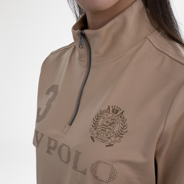 Korte mouwentechnische top HV Polo Favourite dames Champagne Beige