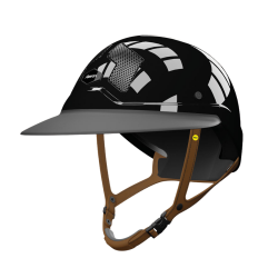 Mips Flex-on Armet helm zwart met Angel Star-zonneklep en bruine kinriem